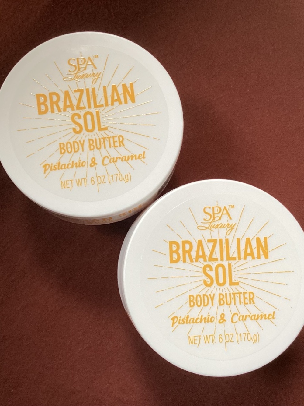 Spa Luxury Brazilian Sol Body Butter Pistachio & Caramel Bundle 6 oz each